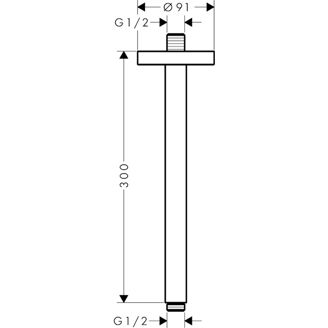 Mynd af AXOR ShowerSolutions sturturör í loft 300mm Svart burstað króm