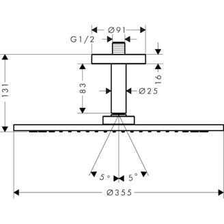 Mynd af AXOR ShowerSolutions 1jet sturtuhaus í loft Ø350mm Burstað brass