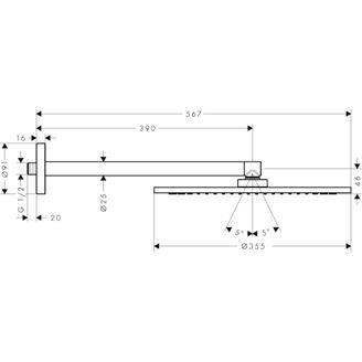 Mynd af AXOR ShowerSolutions 1jet sturtuhaus í vegg Ø350mm Svart burstað króm