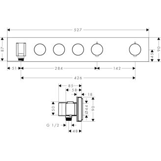 Mynd af AXOR ShowerSolutions Select 530/90 innb. hitastillir Króm