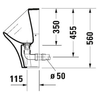 Mynd af Duravit DuraStyle Þvagskál m. þurrlás tengd í bak
