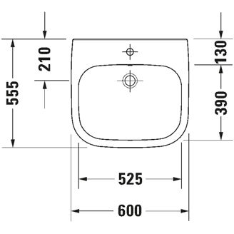 Mynd af Duravit D-Code vegghengd handlaug f. fatlaða 600x555mm