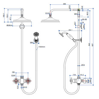 Mynd af Burlington Eden Thermostatic sturtusett m. handsturtu Króm