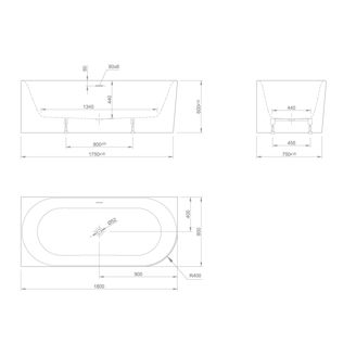 Mynd af Knief Fresh Corner R baðkar 1800x800x600mm Hvítur