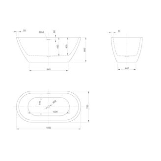 Mynd af Knief Form XS baðkar 1550x750x600mm Hvítur