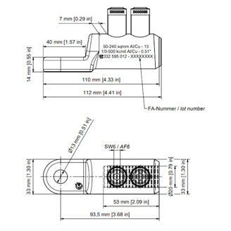 Mynd af Strengskór skrúfaður SICON 50-240mm²
