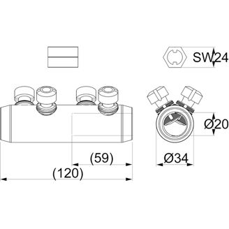 Mynd af Tengihólkur skrúfaður Al/Cu 70-240mm²