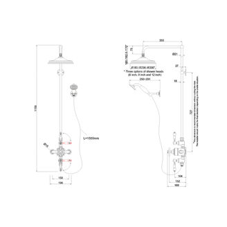 Mynd af Burlington Avon Thermostatic sturtusett Ø236mm Króm